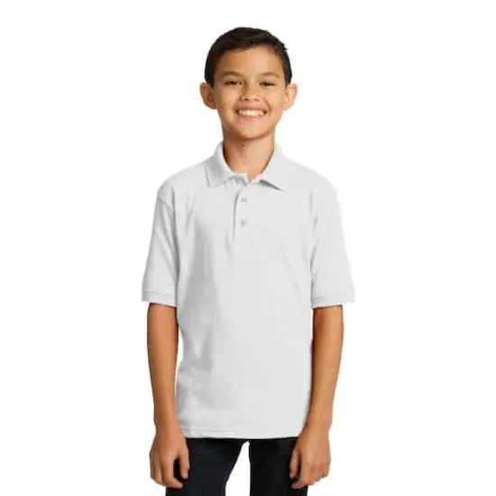 Port & Company&reg; Youth Core Blend Jersey Knit Polo White {4}