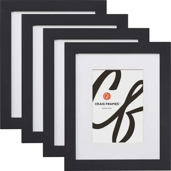 Craig Frames 4 Pack Essentials Modern Black Picture Frame with Mat {1}