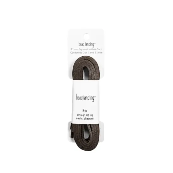 3.1mm Dark Brown Square Leather Cord, 2ct. by Bead Landing&trade; {5}