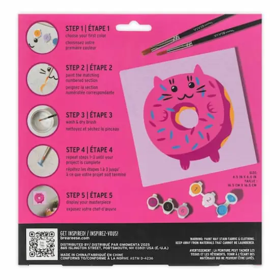 VIVID by Brea Reese&reg; Cat Donut Acrylic Paint-by-Number Kit {5}