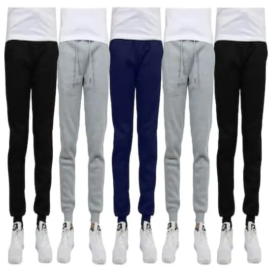 Galaxy by Harvic Fleece-Lined Men's Jogger Sweatpants 5 Pack Black/Heather Gray/Navy/Heather Gray/Black {1}