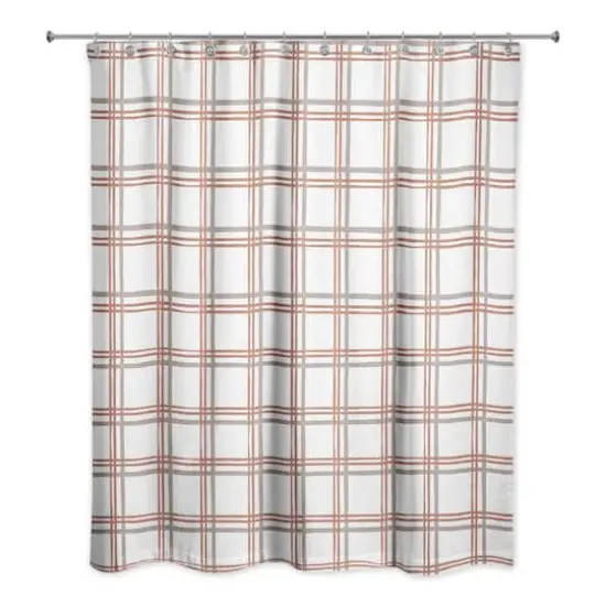 Holiday Plaid on White Shower Curtain {3}