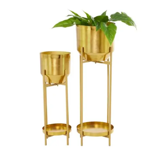 Gold Metal Planter with Removable Stand Set {1}