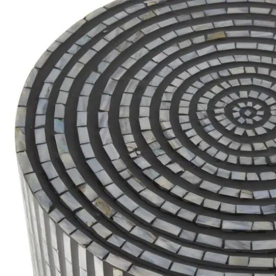 22" Mother of Pearl Shell Accent Table with Black Legs {6}