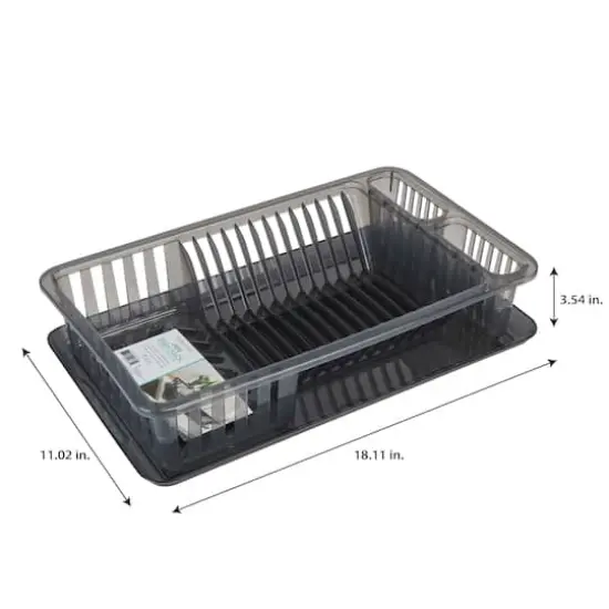 Kitchen Details Smoke Gray Large Dish Rack with Tray {4}