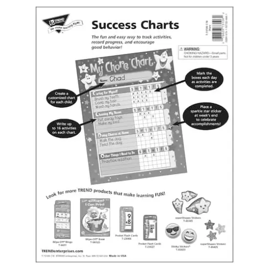 Trend Enterprises&reg; Stars Chore Charts, 3 Packs of 25 Sheets {4}