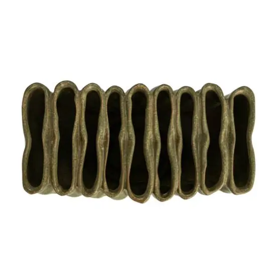 Hello Honey&reg; 8" Green 9 Sectioned Sculptural Stoneware Vase {8}