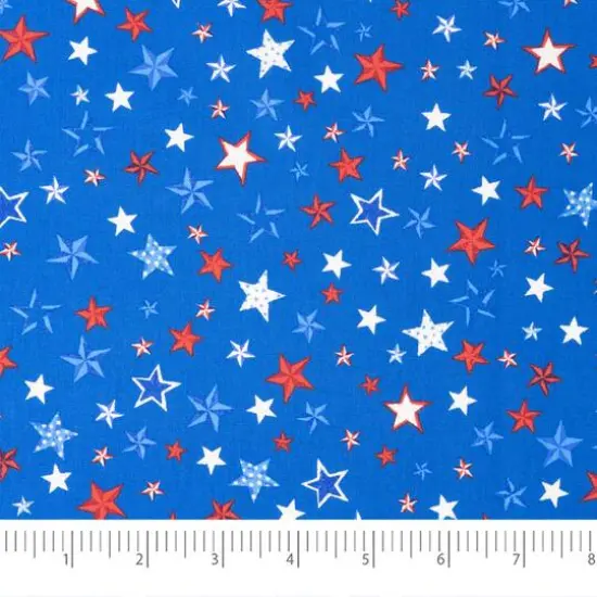 SINGER Red, White & Blue Scattered Stars Cotton Fabric {4}
