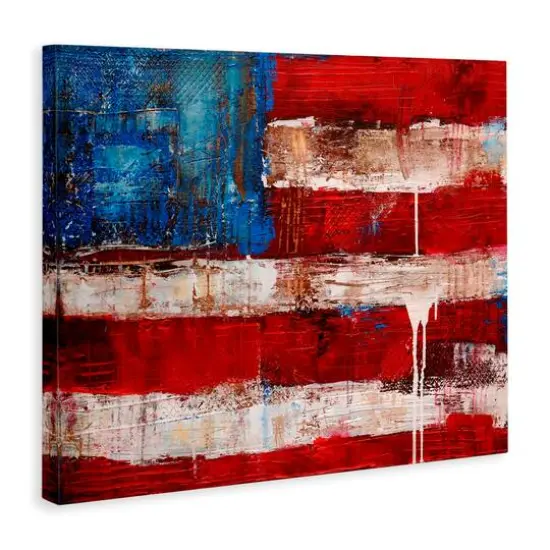Stupell Industries Rustic United States Flag with Distressed Paint Drip Canvas Wall Art {4}