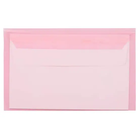 JAM Paper 5.43" X 8.62" Self Adhesive Closure Cello Sleeves, 100ct. Light Red {7}