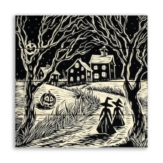 Halloween 11.75" x 11.75" Pallet Wood Wall Art {1}