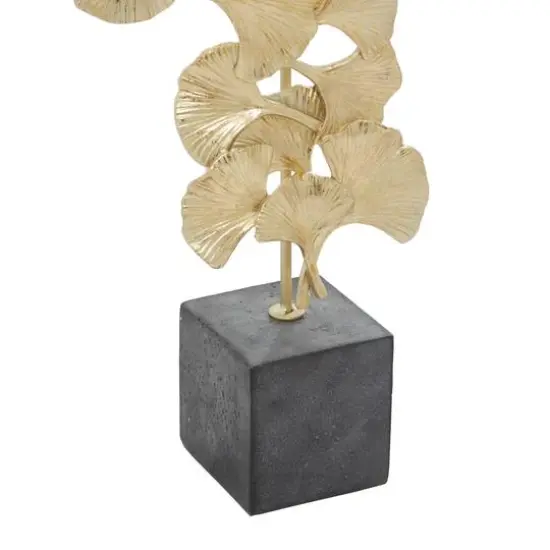 20" Gold Contemporary Gingko Leaf Sculpture {6}
