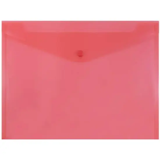 JAM Paper 9.75" x 13" Plastic Snap Closure Envelopes, 12ct. Red {1}