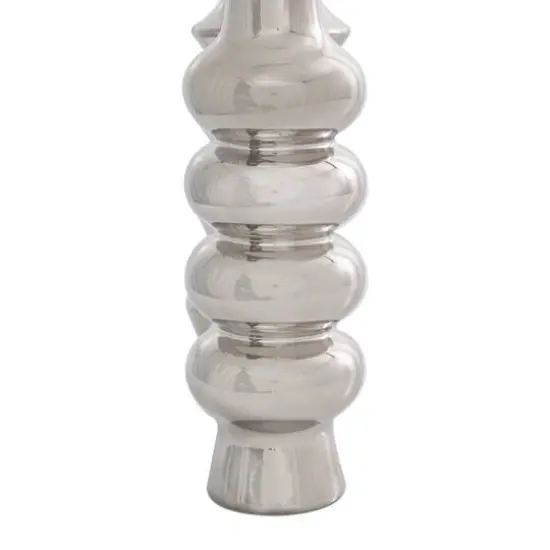 Silver Ceramic Abstract Bubble Ribbed Vase Set {6}