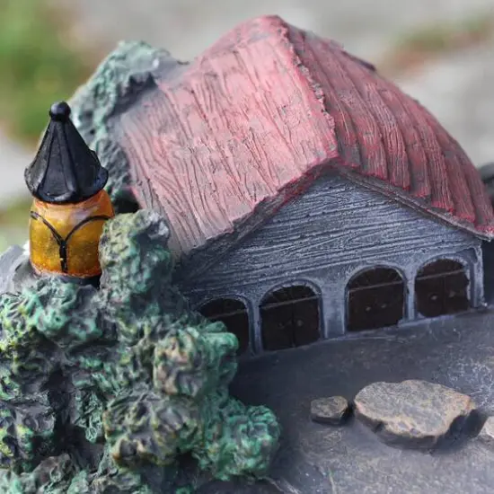 24.5" Solar LED Lighted Mushrooms by Waterfall Outdoor Patio Garden Water Fountain {4}