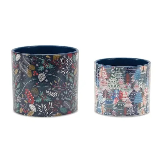 Berry & Pine Tree Holiday Planter Set {4}