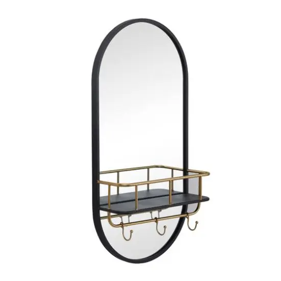 Black Metal Modern Wall Mirror, 14" x 5" x 28" {3}