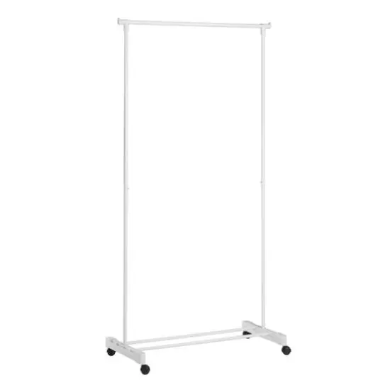 Honey Can Do White Portable Metal Clothes Rack with Bottom Shelf {3}