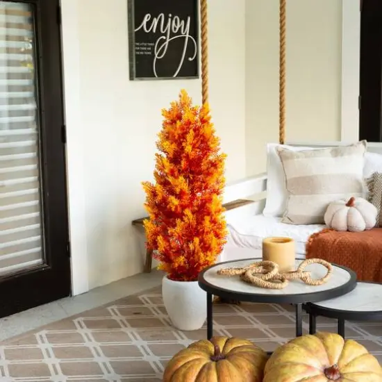 4ft. UV Resistant Autumn Artificial Fall Cedar Tree (Indoor/Outdoor) {7}