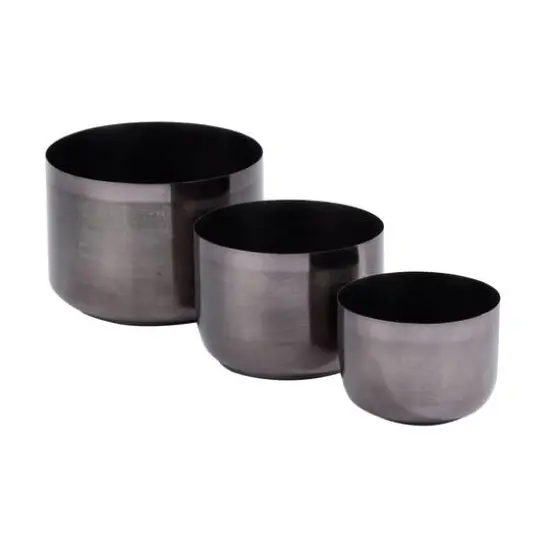 CosmoLiving by Cosmopolitan Iron Modern Planter Set Black {8}