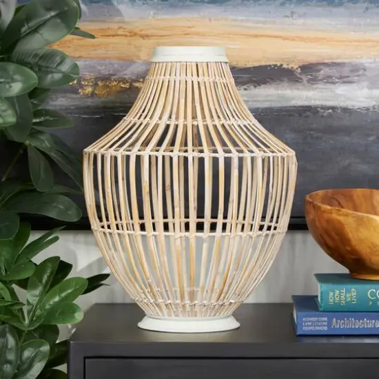 17" Brown Bamboo Handmade Open Frame Vase {7}