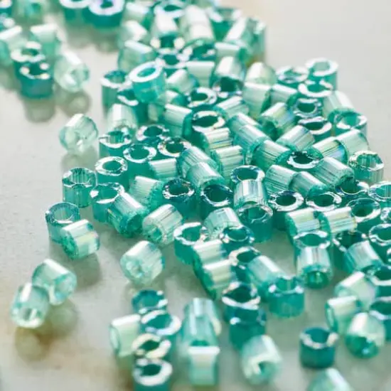 Miyuki Delica Glass Round Seed Beads, 11/0 Emerald AB Silk {3}
