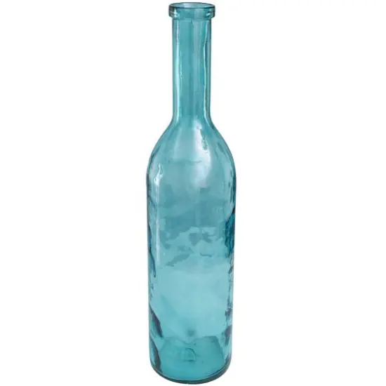 30" Teal Recycled Glass Tall Spanish Bottleneck Vase {1}