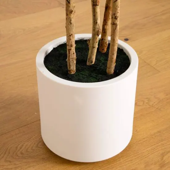 8ft. Artificial Fiddle Leaf Tree in Decorative White Planter {7}