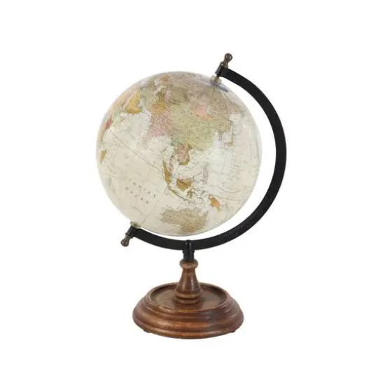 14" Brown Mango Wood Traditional Globe {3}