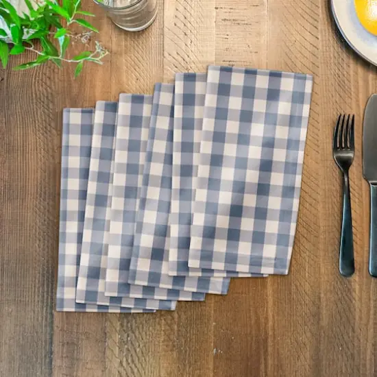 Plaid Cotton Twill Napkin Blue {4}