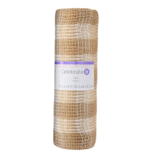 10" x 19ft. Tan & White Buffalo Check Mesh by Celebrate It&trade; {5}