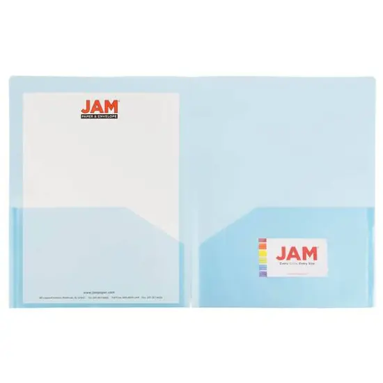 JAM Paper Plastic Lightweight 2-Pocket Presentation Folders, 6ct. Blue {5}