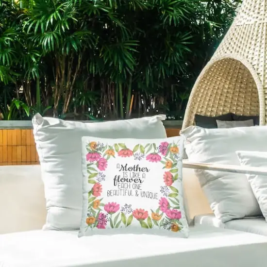 Stupell Industries Floral Mother's Day Phrase, Floral Mother's Day Phrase Outdoor Printed Pillow {3}
