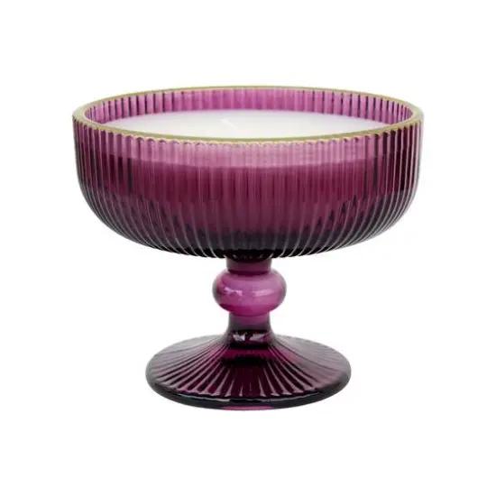 7oz. Harvest Pomegranate Scented Vintage Glass Candle Dark Purple {1}