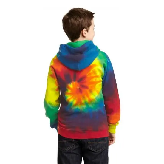 Port & Company&reg; Youth Tie-Dye Pullover Hooded Sweatshirt Rainbow {6}