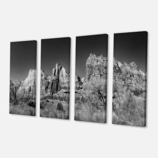 Designart - Rising Red Rocks Black and White - Landscape Canvas Art Print {4}