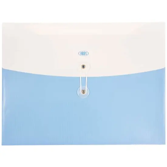 JAM Paper 9.75" x 13" Two-Tone Light Blue Plastic Button & String Tie Closure Envelopes, 12ct. {1}