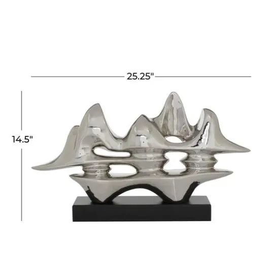 Silver Porcelain Sculpture, Abstract 14" x 25" x 5" {7}