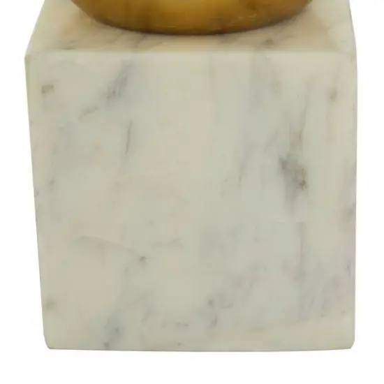 CosmoLiving by Cosmopolitan 7" Marble Orb Bookend Set Gold/White {4}