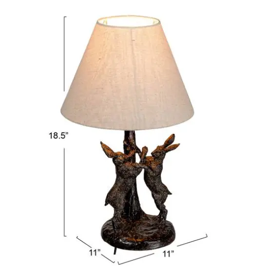 Hello Honey&reg; 18.5" Brown & Natural Bunny Rabbit Table Lamp with Linen Empire Shade {4}