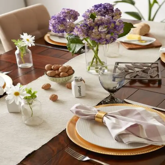 DII&reg; 72" Chambray Ribbed Cotton Table Runner Stone {11}