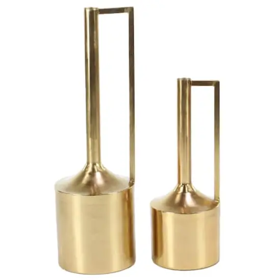Set of 2 Gold Metal Glam Vase, 16", 22" {1}