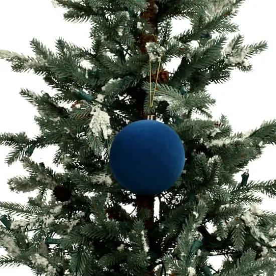4 Pack 3.8" Flocked Shatterproof Ball Ornaments by Ashland&reg; Blue {4}
