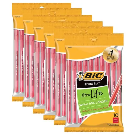 BIC&reg; Round Stic&reg; Xtra Life Medium Point Ballpoint Pen, 6 Packs of 10 {1}