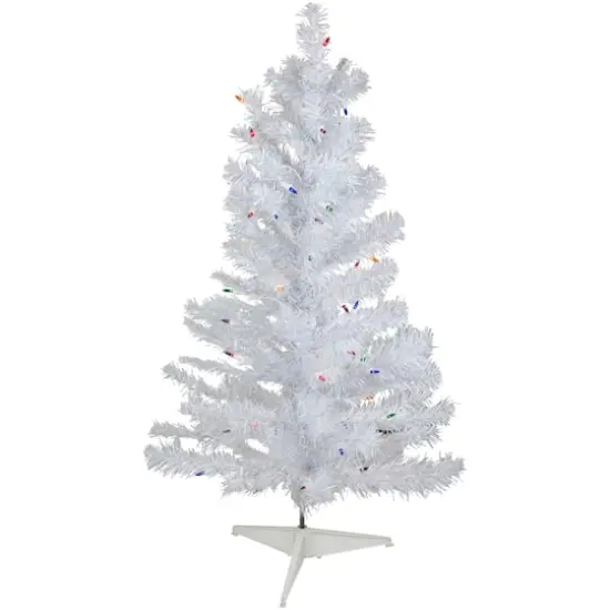 3ft. Pre-Lit White Iridescent Pine Artificial Christmas Tree, Multicolor Lights {1}