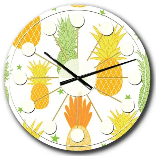 Designart 'Pineapple Summer Bliss Ii Mid-Century Modern Wall Clock {3}