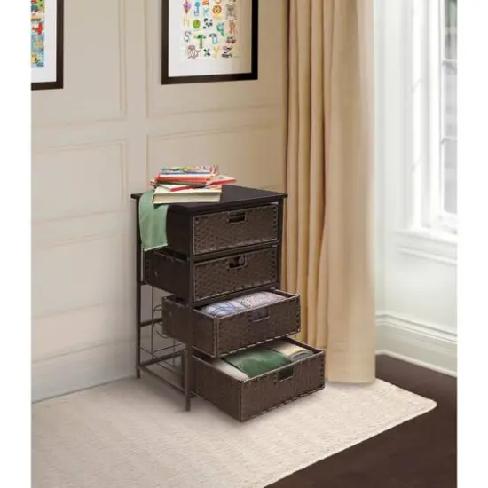Badger Basket August Collection Tall Espresso Four Basket Storage Unit {3}