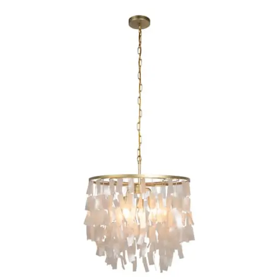 Hello Honey&reg; Marina Large Round Gold Metal & Natural Capiz Chandelier Style Pendant Ceiling Light {1}