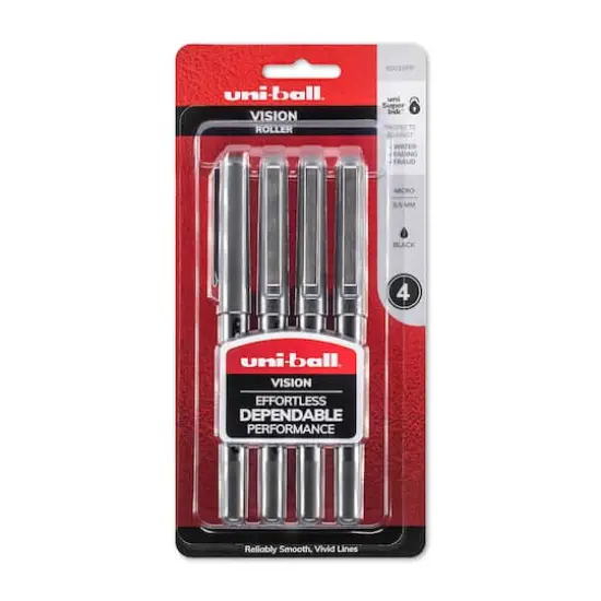 Uni-Ball&reg; Vision Rollerball 4 Black 0.5mm Pen Set {1}