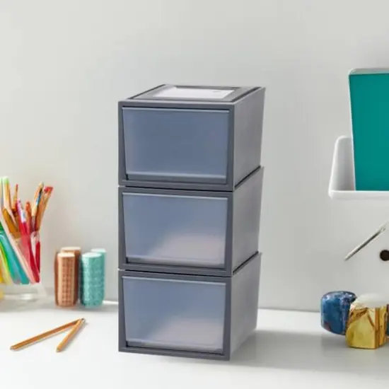 Iris&reg; Gray Deep Box Chest Drawer, 3 Pack {9}